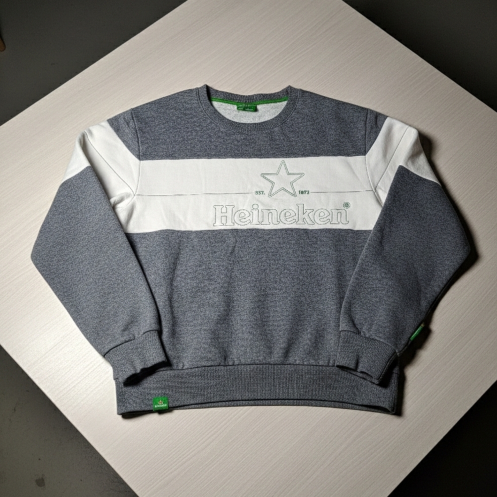 ​🍻 Authentic Heineken Amsterdam Factory Crewneck - Sz M Grey/white